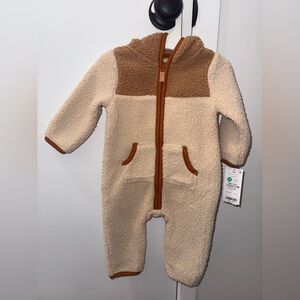 Carters Cozy Cream and Brown Kids One Piece